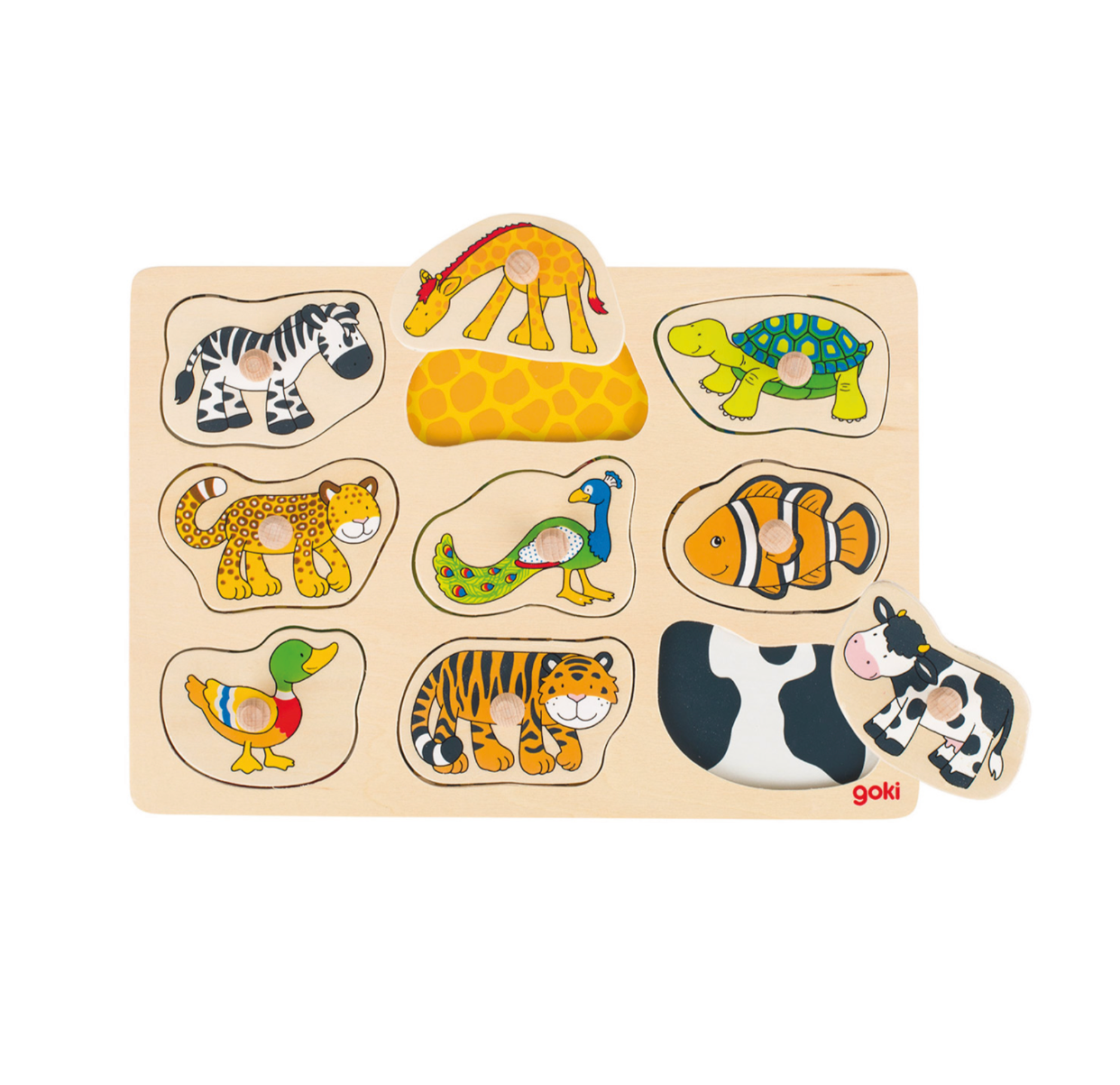 Houten Puzzel Dieren (9 stukjes) - Goki