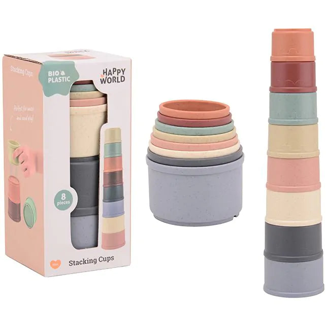 Stackable cups made of bioplastic - Jouéco