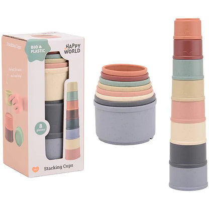 Stackable cups made of bioplastic - Jouéco
