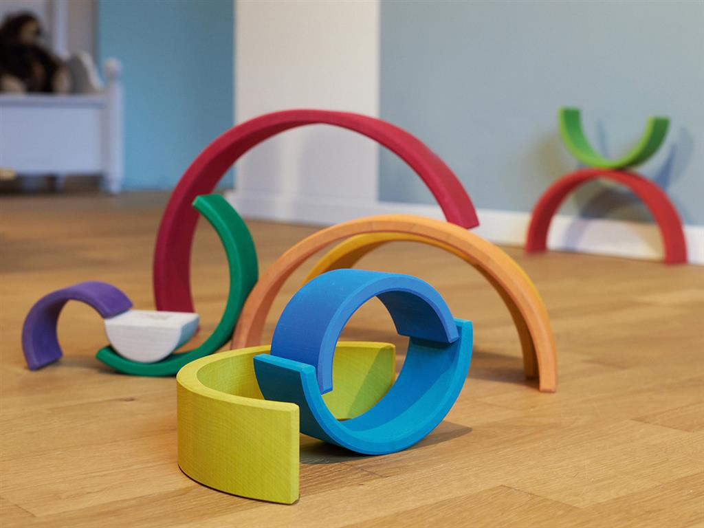 Goki - Houten Regenboog Stapelblokken -  11-delig