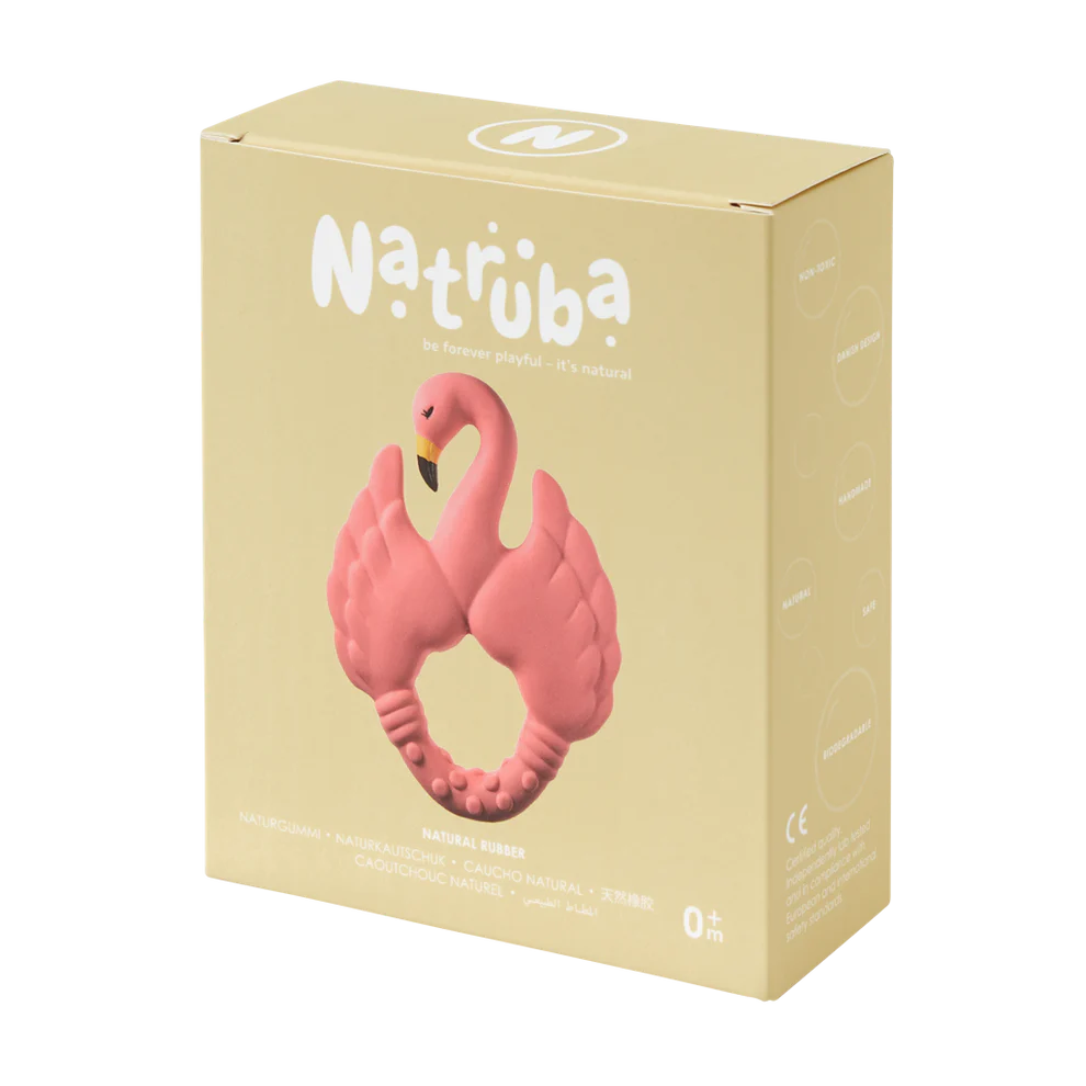 Natruba Teething Ring – Flamingo natural rubber