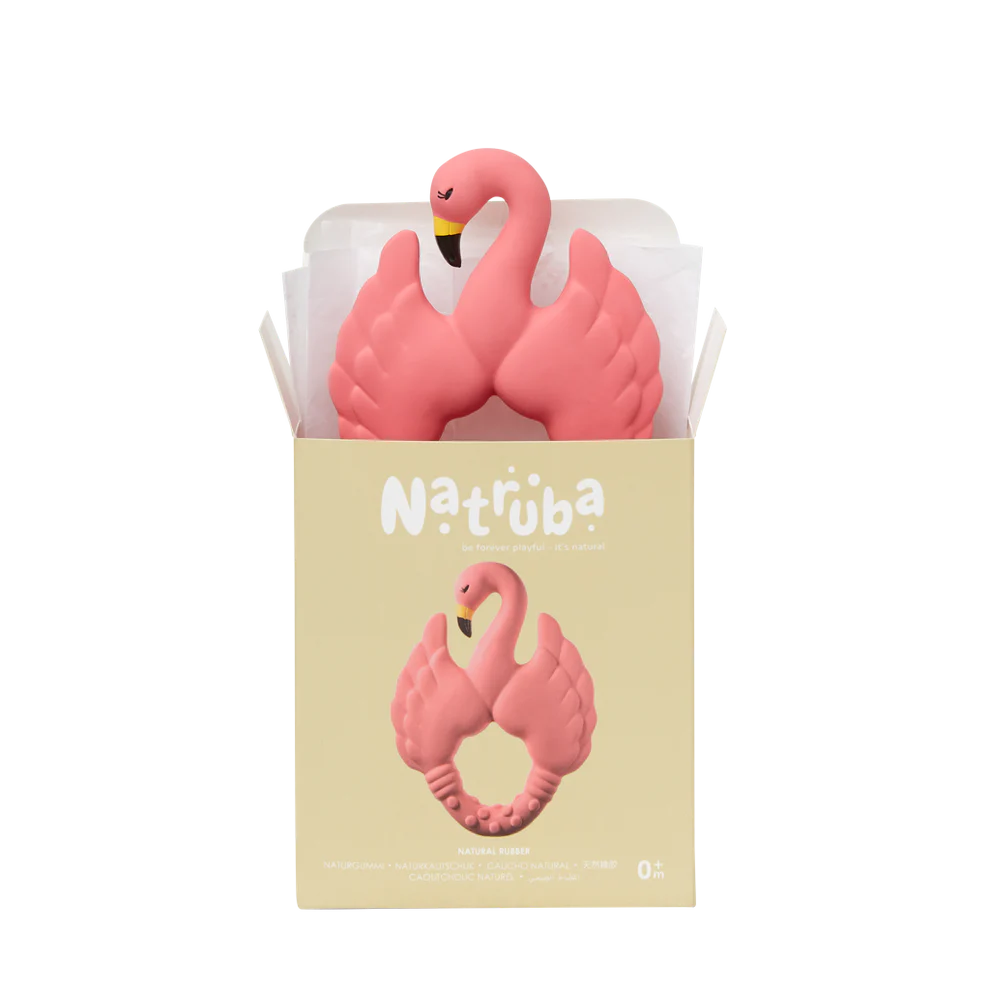Natruba Teething Ring – Flamingo natural rubber