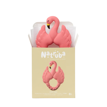 Natruba Teething Ring – Flamingo natural rubber
