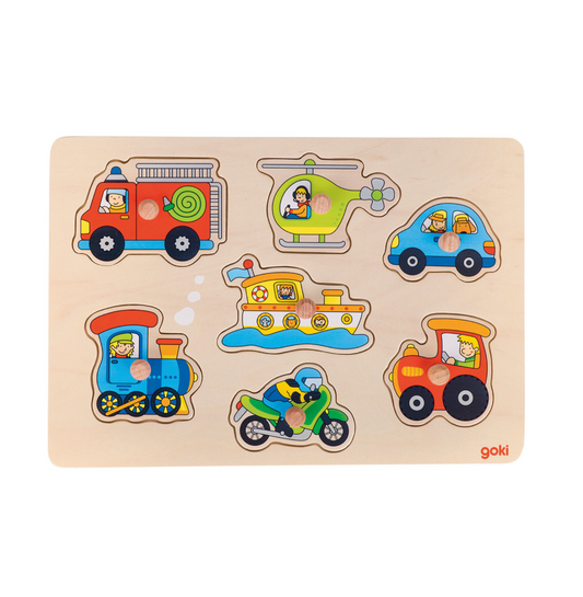 Houten Puzzel Voertuigen (7 stukjes) - Goki