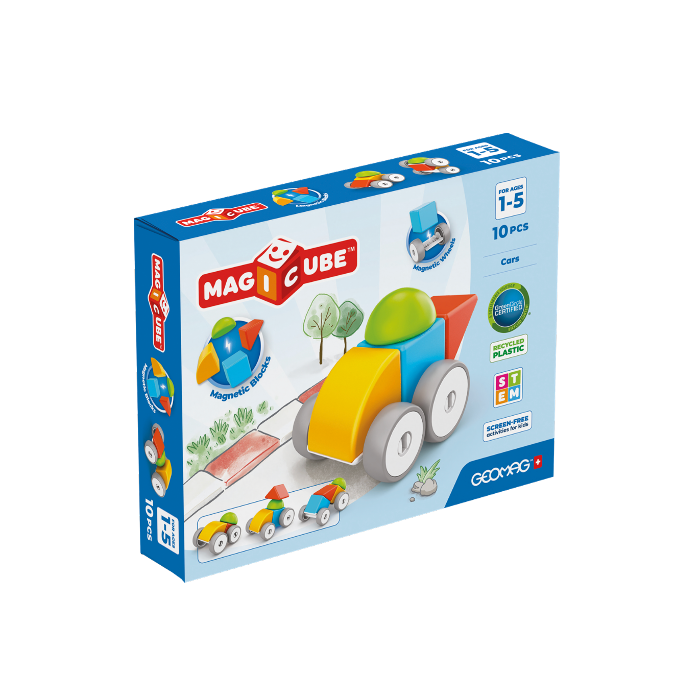 Magneetspeelgoed - Magicube Cars Geomag Recycled  – 10-delig