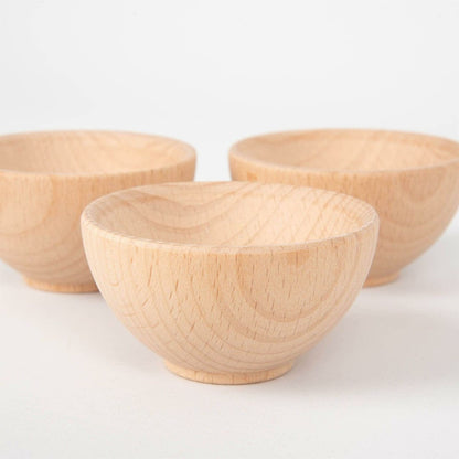 Houten Tickit Kommen natuurlijk - Groot  (3 stuks)