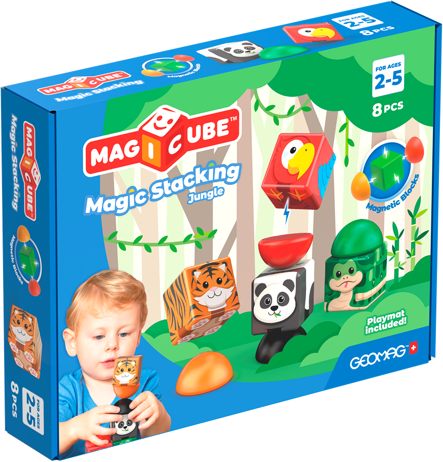 Magicube Geomag  Magic Stacking Jungle – Magnetische Stapelset 8-delig