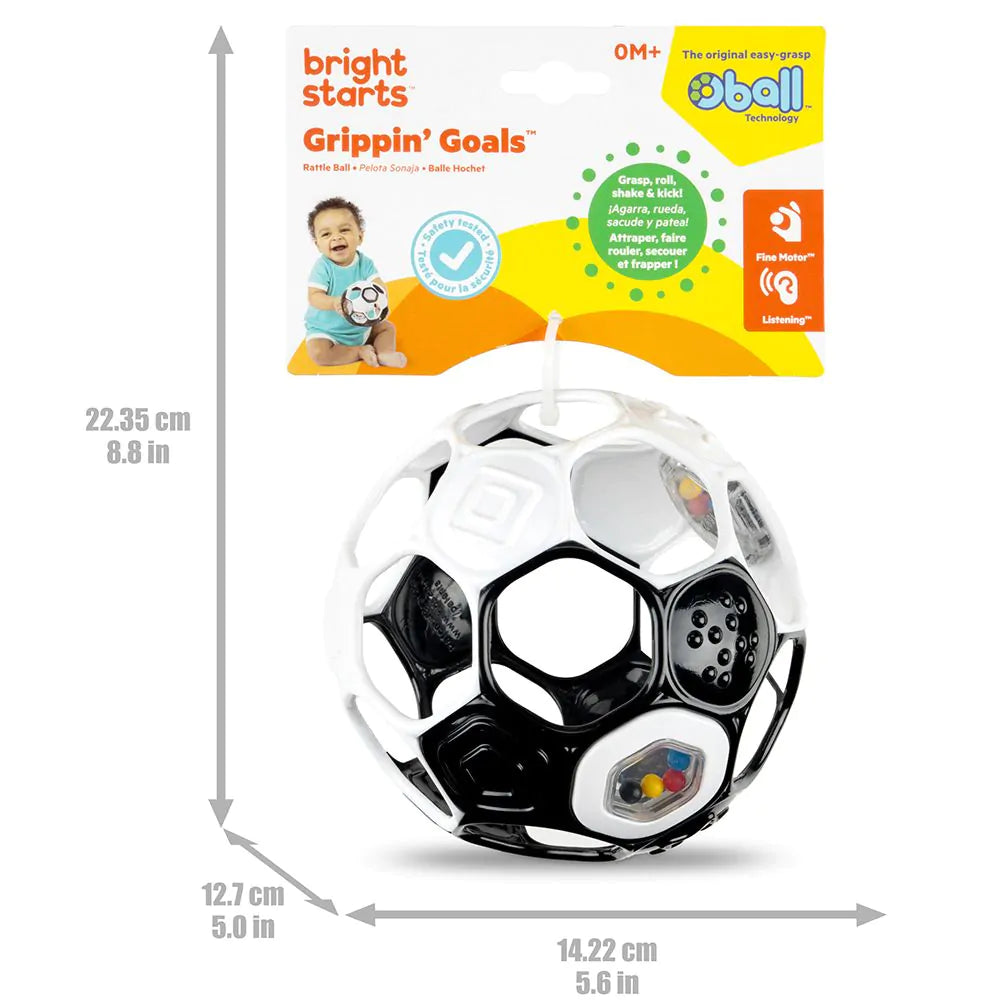 Oball - Grippin’ Goals Rattle Ball – Black & White