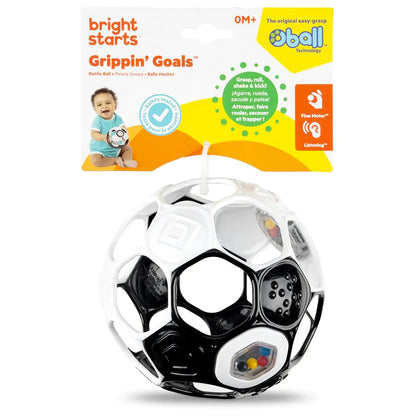 Oball - Grippin’ Goals Rattle Ball – Black & White