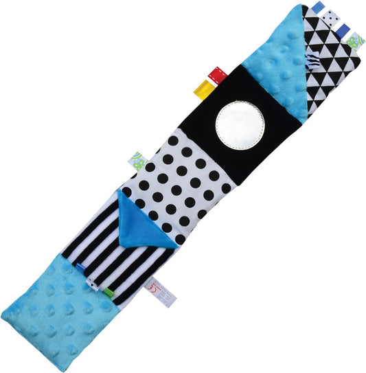 Baby zacht activiteitenboek zwart wit blauw – vanaf geboorte | Mom’s Care