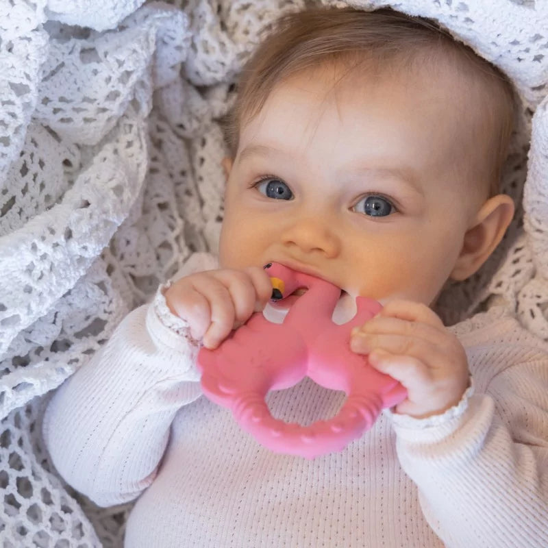 Natruba Teething Ring – Flamingo natural rubber